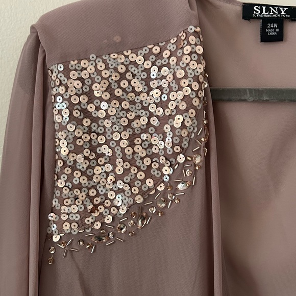 NWT 2 PC Women’s Rose Pink Formal Flowy Tiered Plus Dress and Jacket 24W 3X - Picture 10 of 16